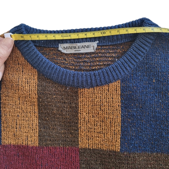 Vintage crewneck sweater-Yellow-blue-red - Picture 5 of 7